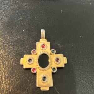 Signed E. PEARL cross pendant